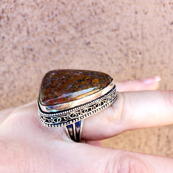 New Moroccan Seam Agate 925 Silver Ring. - Picture 3 of 16